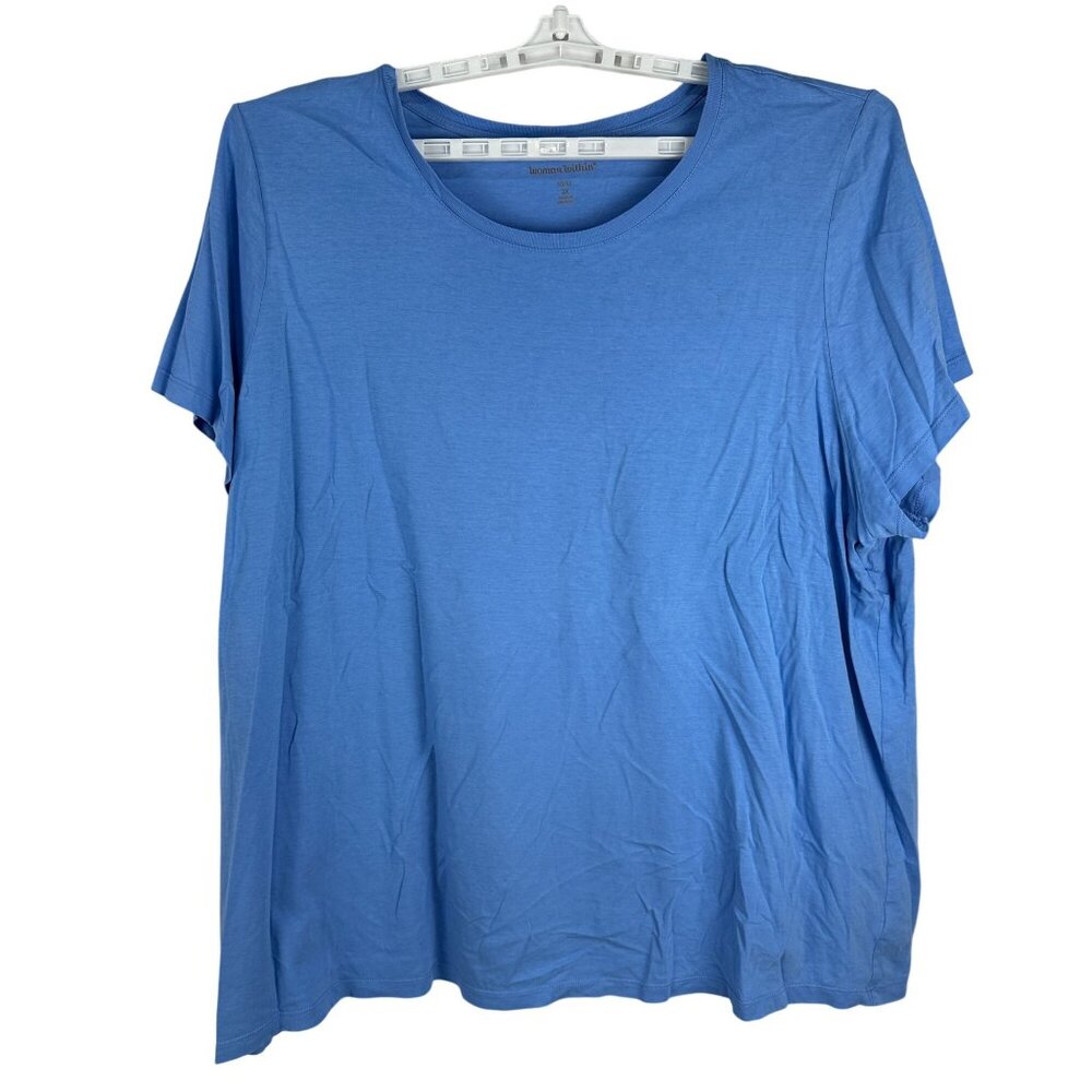 Woman Within Blue Short-Sleeve Tee 3X 30/32 Plus Size Relaxed Fit Lightweight Co